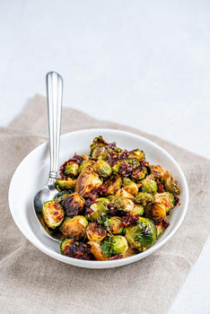 Crabby Bags Roasted Brussels Sprouts with Balsamic Glaze 