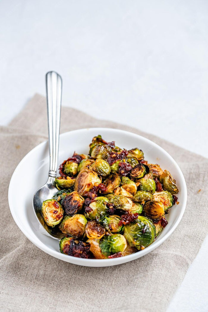 Crabby Bags Roasted Brussels Sprouts with Balsamic Glaze 