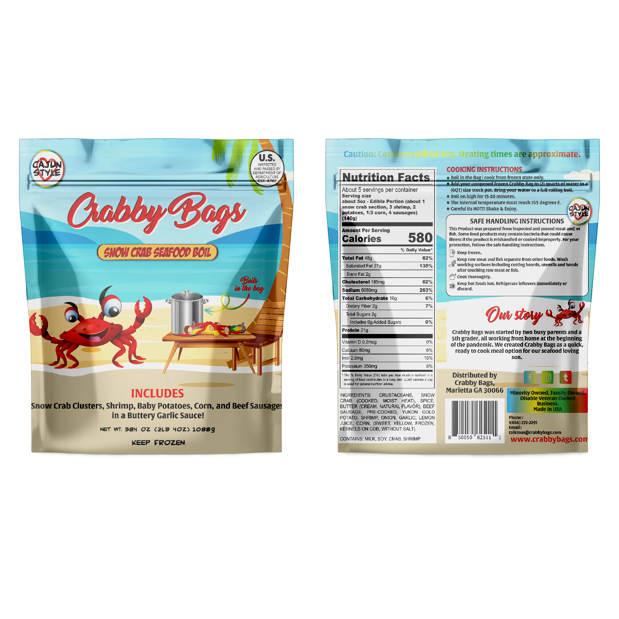 Nutrition Facts 2 servings Prepared Calories 580 Crabby Bags